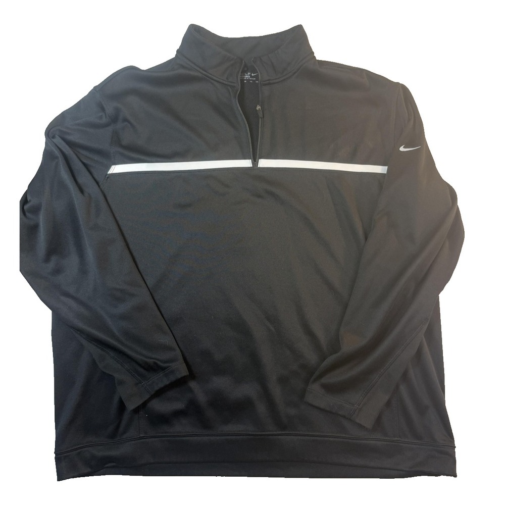 Nike Golf Therma-FIT 1/4 Zip Pullover Mens 2XL Black Fleece Stripe Sportcore